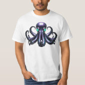 T-shirt Cyber Octopus - Créature maritime futuriste (Devant)