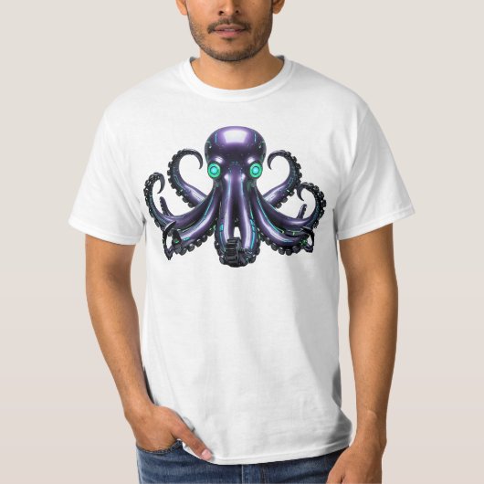 T-shirt Cyber Octopus - Créature maritime futuriste (Devant)
