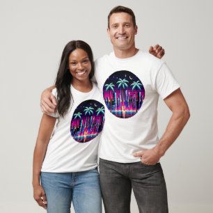T-shirt Cyber Palmes : Neon Nightscape