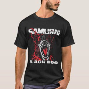 T-shirt cyber punais chien noir samouraïs