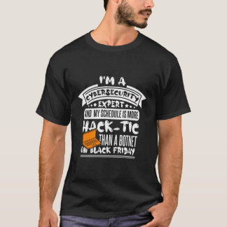 T-shirt Cyber Security Expert Pour Casquette Blanc Hacker 