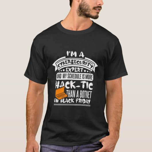 T-shirt Cyber Security Expert Pour Casquette Blanc Hacker  (Devant)