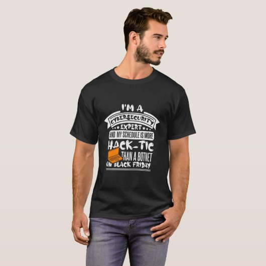 T-shirt Cyber Security Expert Pour Casquette Blanc Hacker  (Devant entier)