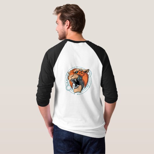T-shirt Cyber Tiger | Raglan à manches 3/4 hommes (Dos entier)