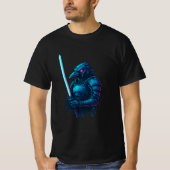 T-shirt Cybernetic Crow Ronin – Neon Samurai Bird Warrior (Devant)