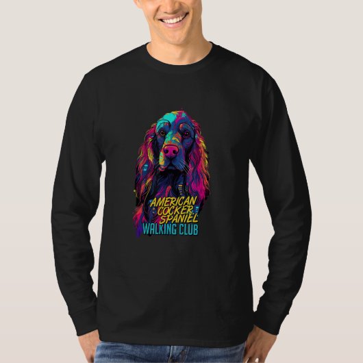 T-shirt Cyberpunk American Cocker Spaniel Walking Club Fut (Devant)