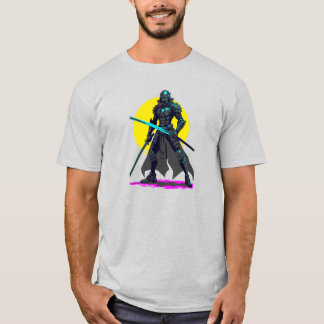 T-shirt Cyberpunk Armoré Samurai Neon Warrior Art