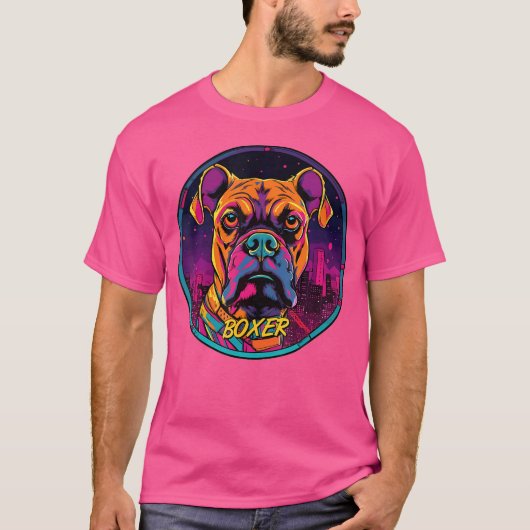 T-shirt Cyberpunk Boxer Futuristic Boxer Chien (Devant)