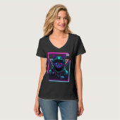 T-shirt Cyberpunk Cat Kitty Punker Futuristic Cyber Punk (Devant entier)