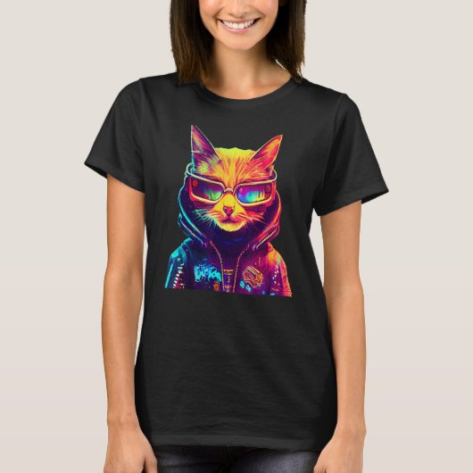 T-shirt Cyberpunk Chat 6 (Devant)