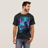 T-shirt Cyberpunk Coder Girl – Retro Future Hacker Art (Devant entier)