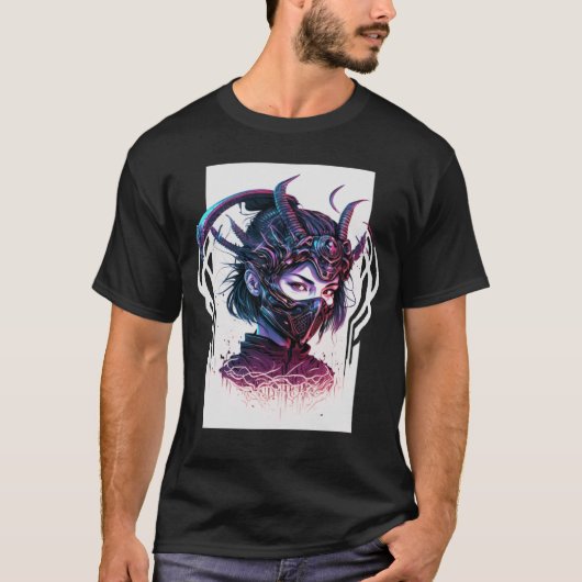 T-shirt Cyberpunk esthétique Samurai Demons Masque Japonai (Devant)