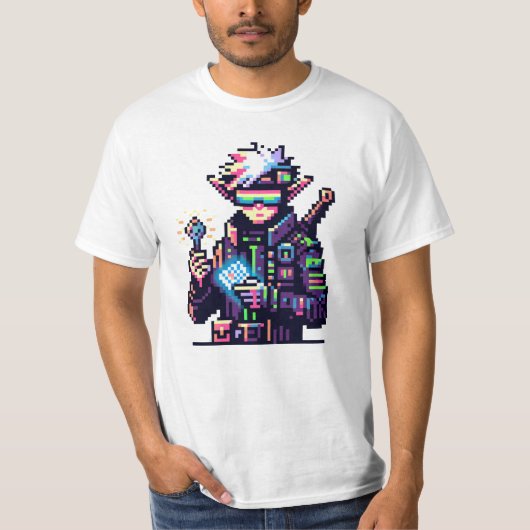 T-shirt Cyberpunk Futuriste Elf Neon Goggère Clé numérique (Devant)