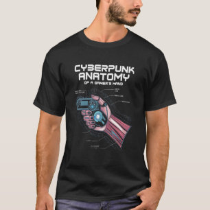 T-shirt Cyberpunk Gamer : Anatomie du jeu futuriste main