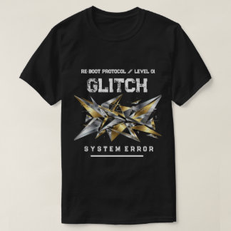 T-shirt Cyberpunk Glitch Art Métallisé Or & Chrome Hommes