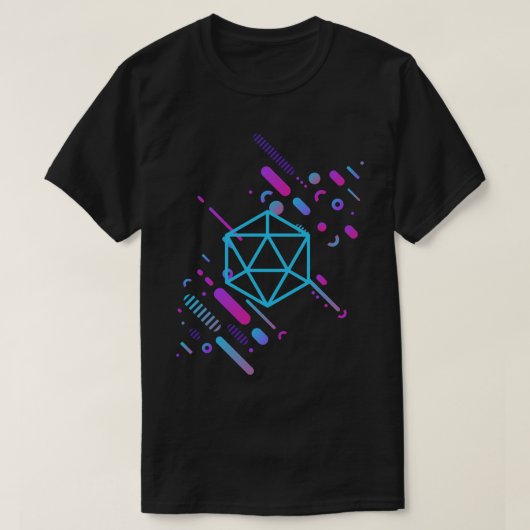 T-shirt Cyberpunk Neon D20 Dice Tabletop RPG (Design devant)