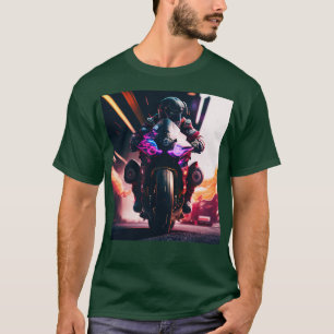 T-shirt Cyberpunk Outrun Motorcycle Motorcycliste Fut