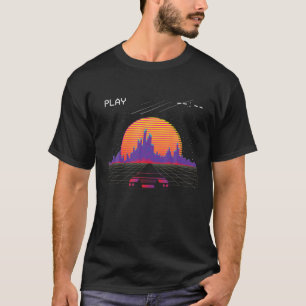 T-shirt Cyberpunk Outrun Synthwave Sunset Fast Car Aesthet