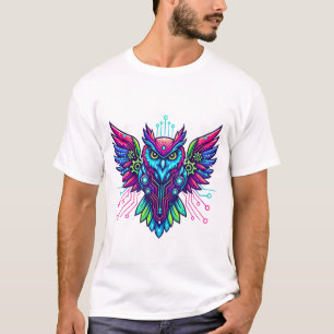 T-shirt Cyberpunk Owl Guardian - Neon Tech sagesse