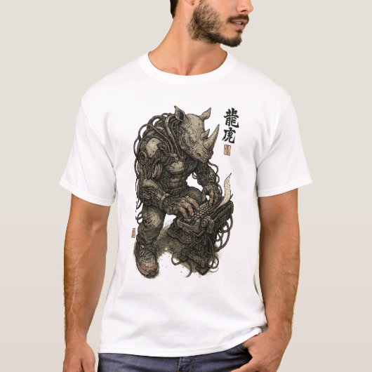 T-shirt Cyberpunk Rhino Berserker - Mutant Warriker (Devant)
