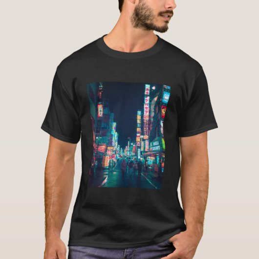 T-shirt Cyberpunk Shinjuku Glitch Essentiel (Devant)
