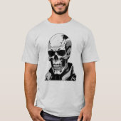 T-shirt Cyberpunk Skull Futuristic Graphisme Tee Design (Devant)