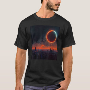T-shirt Cyberpunk Solar Eclipse Imaginaire Monde Cityscape