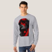 T-shirt Cyberpunk Tactical Girl Red Target Long Sleeve (Devant entier)