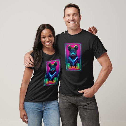 T-shirt Cyberpunk Teddy Bear Nommé Fuzzy Wuzzy Futuristic (Unisexe)