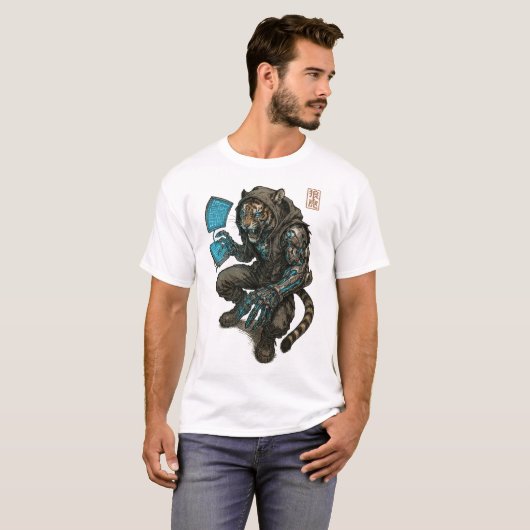 T-shirt Cyberpunk Tiger (Hacker) (Devant entier)