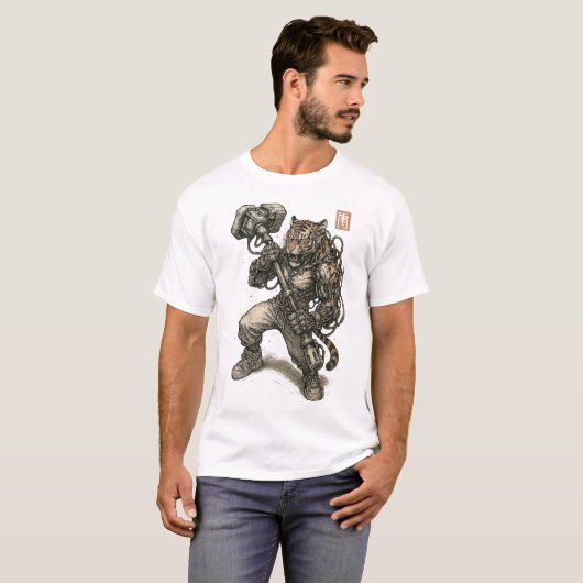 T-shirt Cyberpunk Tiger Samurai (Devant entier)