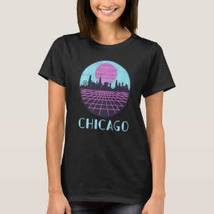 T-shirt Cyberpunk Vintage Vaporwave de Chicago Skyline Ret