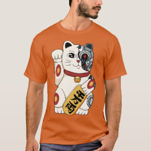 T-shirt Cyborg Maneki Neko Chat Cyber esthétique