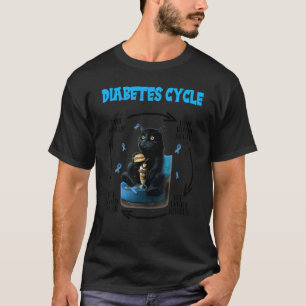T-shirt Cycle du diabète Chaton chat noir Sensibilisation