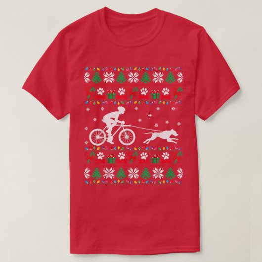 T-shirt Cyclisme Vélo Avec Chiens Doux de Noël moche Xm (Design devant)