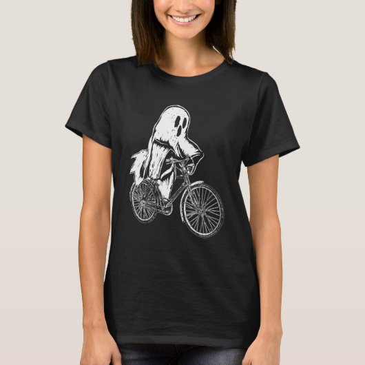 T-shirt Cycliste Halloween Ghost Riding Vélo (Devant)