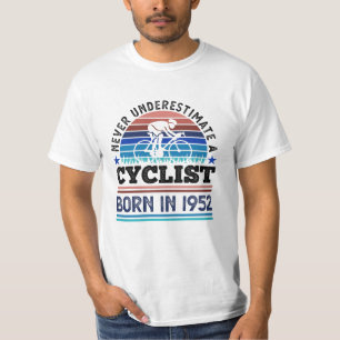T-shirt Cycliste né en 1952 70e anniversaire Cadeaux cycli