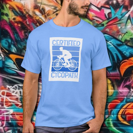 T-shirt Cycopath pour cyclistes bleu