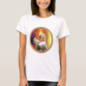 T-shirt Cygne blanc avec fond or et orange (Devant)