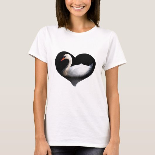 T-shirt Cygne blanc sur noir (Devant)