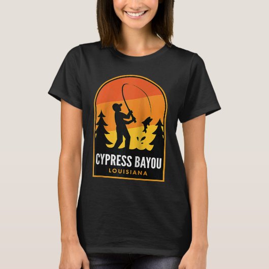 T-shirt Cypress Bayou Louisiane Pêche Raglan (Devant)