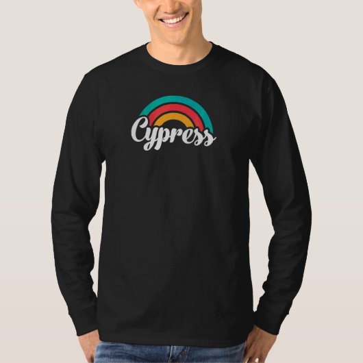 T-shirt CYPRESS CA Retro Script Avec Arc-en-ciel 2 (Devant)