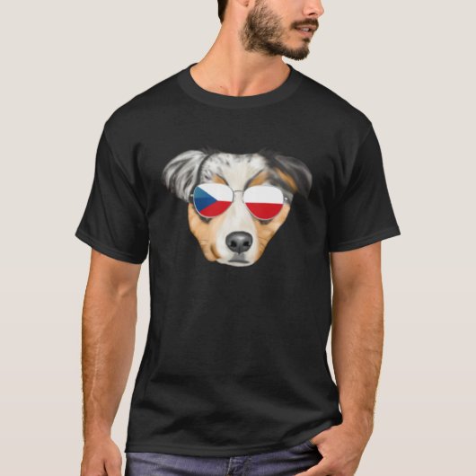 T-shirt Czech Flag Australian Shepherd Dog Czech Republic (Devant)
