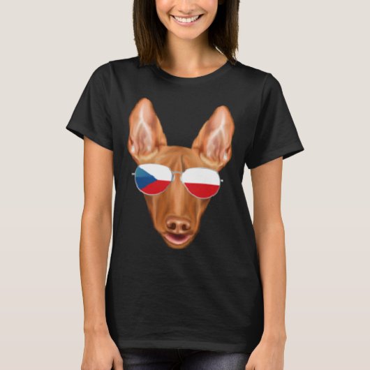 T-shirt Czech Flag Pharaoh Hound Dog Czech Republic Pocket (Devant)