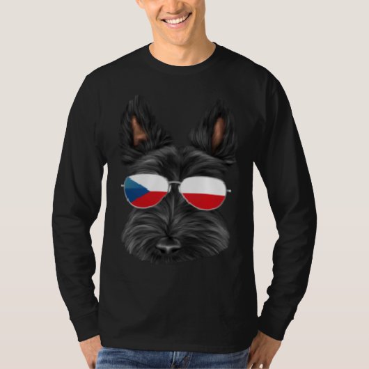 T-shirt Czech Flag Scottish Terrier Dog Czech Republic Poc (Devant)