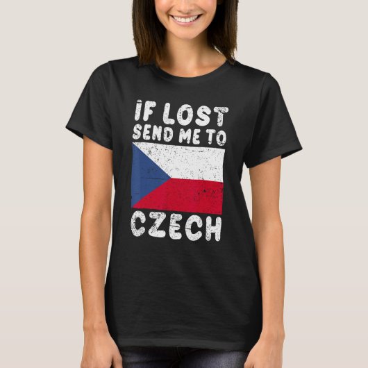 T-shirt Czech Flag Souvenir If lost send me to Czech (Devant)
