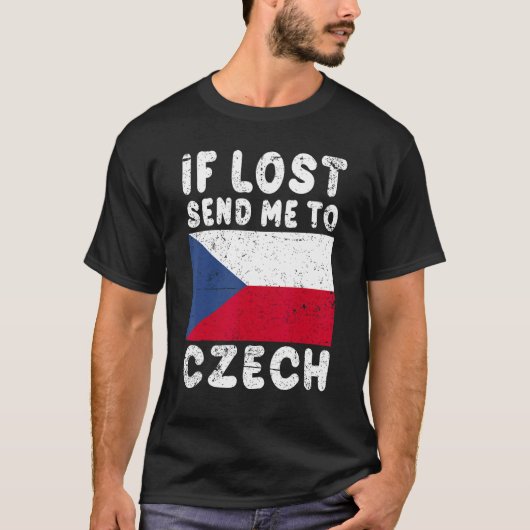 T-shirt Czech Flag Souvenir If lost send me to Czech (Devant)