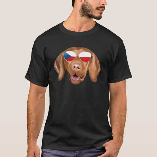 T-shirt Czech Flag Vizsla Dog Czech Republic Pocket (Devant)