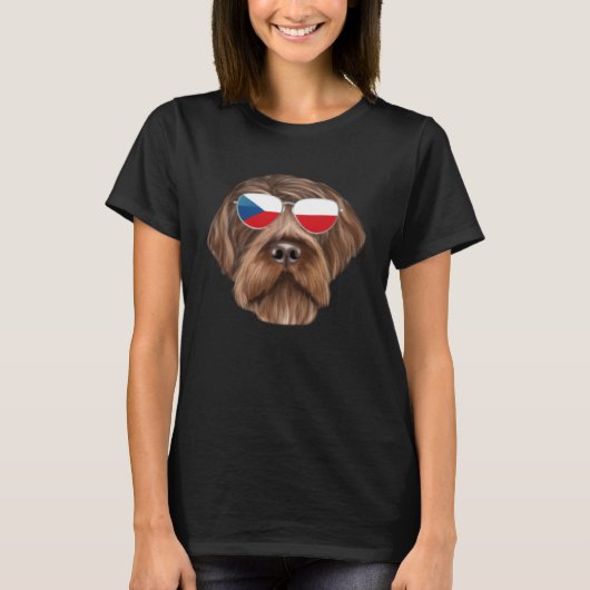 T-shirt Czech Flag Wirehaired Pointing Griffon Czech Repub (Devant)