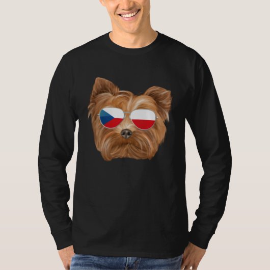 T-shirt Czech Flag Yorkshire Terrier Dog Czech Republic Po (Devant)
